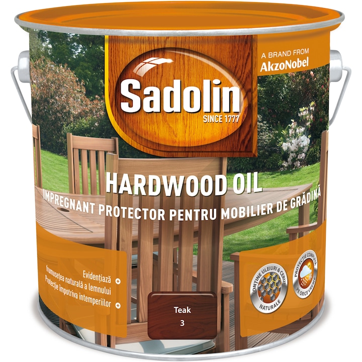 Импрегнатор за дървени градински мебели Sadolin Hardwood Oil, 2.5 л, Teak