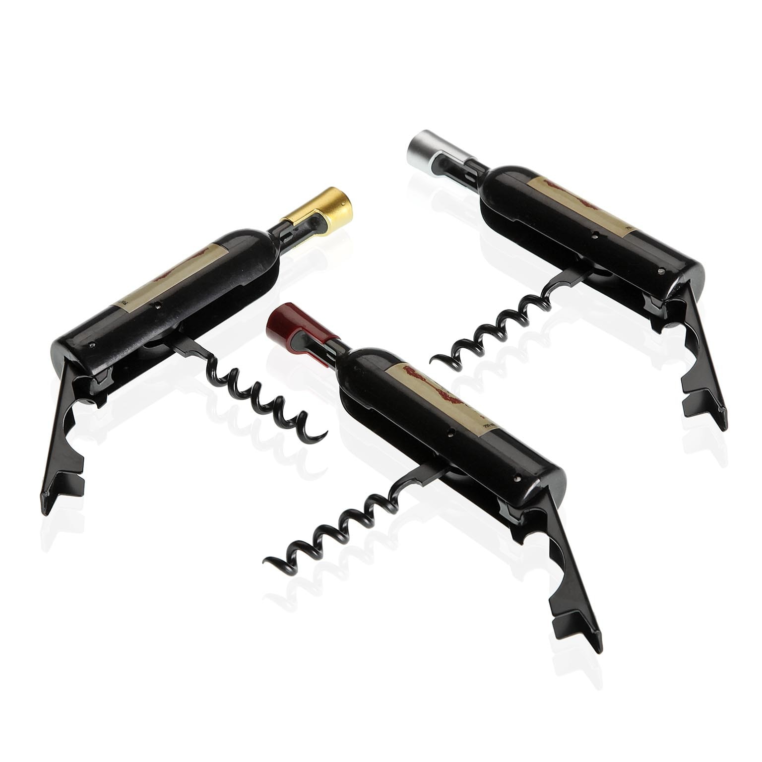 Set 3 piese, Tirbuson profesional cu aspect de sticla de vin, Versa Home,11.5 x 2,5 cm, Multicolor