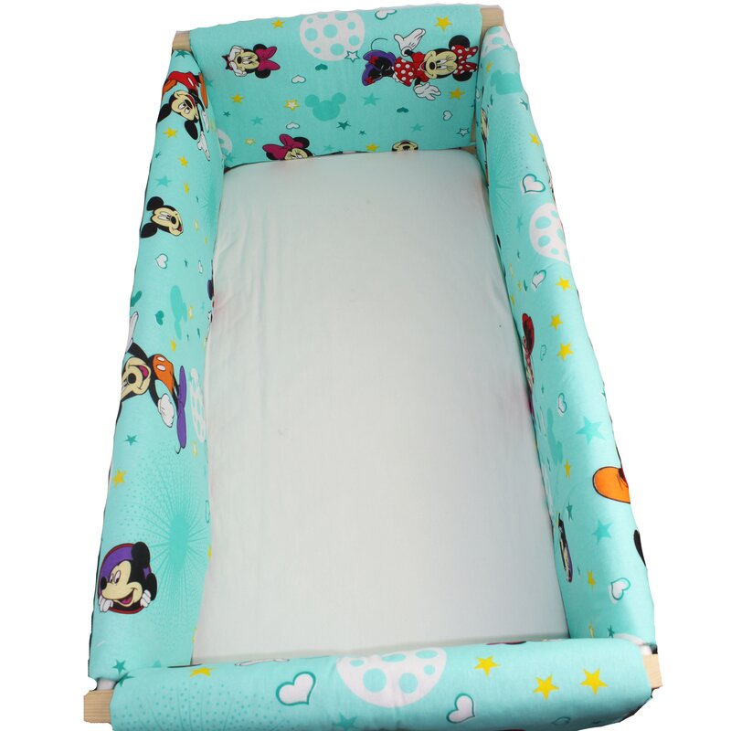 Set aparatori patut, Maxi, Minnie si Mickey, turcoaz cu stelute, 120x60cm