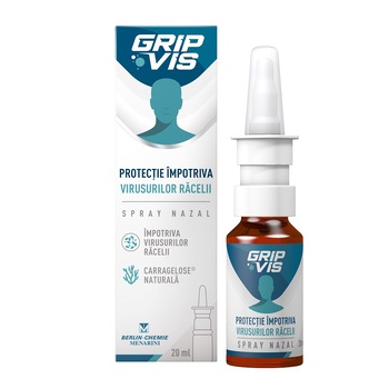 GripVis Spray nazal, recomandat pentru preventia si tratamentul de sustinere al bolilor virale asemanatoare gripei, asigura o hidratare de durata a mucoasei nazale si, prin urmare, sprijina apararea naturala a organismului, 20 ml GripVis Spray nazal, recomandat pentru preventia si tratamentul de sustinere al bolilor virale asemanatoare gripei, asigura o hidratare de durata a mucoasei nazale si, prin urmare, sprijina apararea naturala a organismului, 20 ml