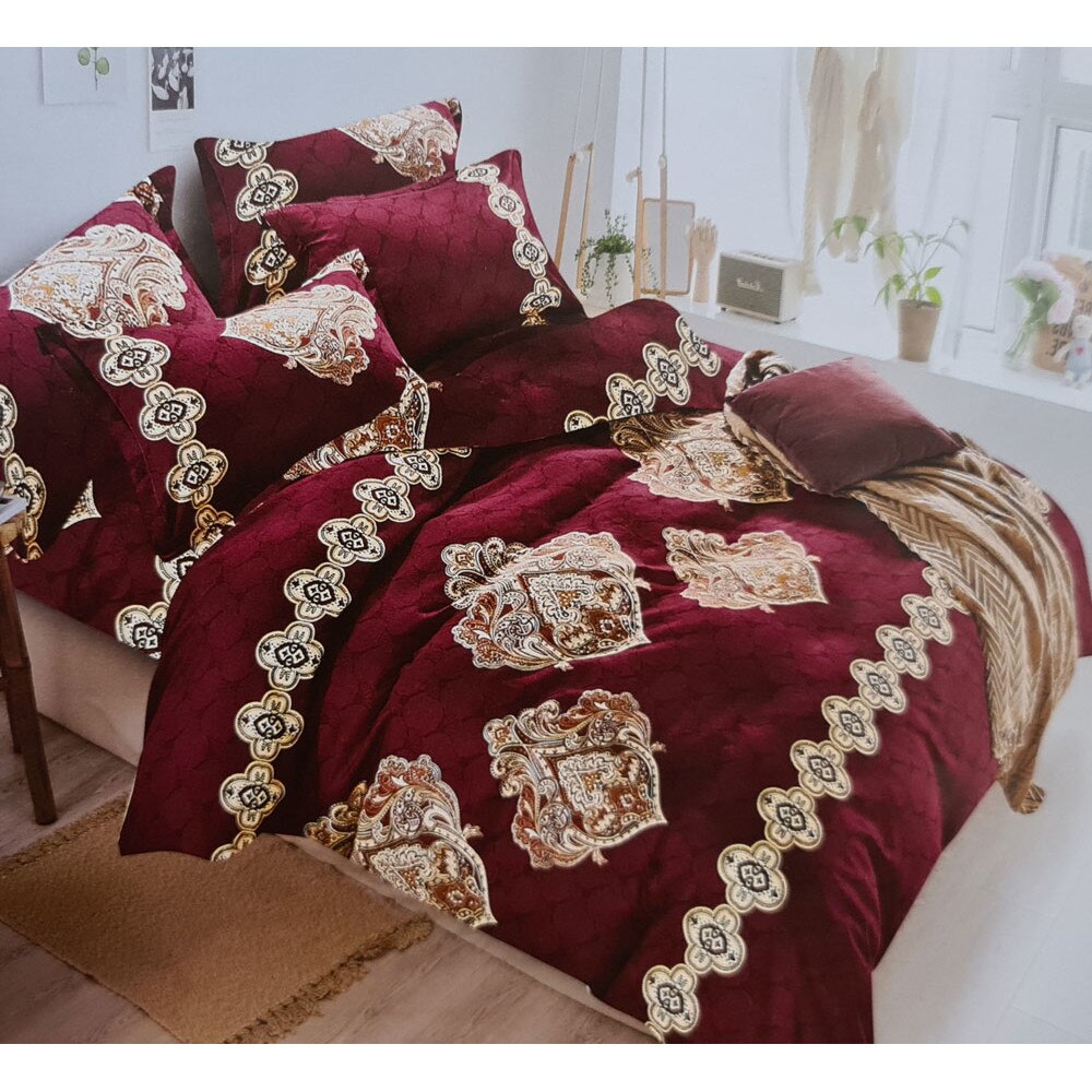 Lenjerie de pat dublu, FINET 6 piese (Finet 901) Baroc, 245 x 250 cm, Jojo