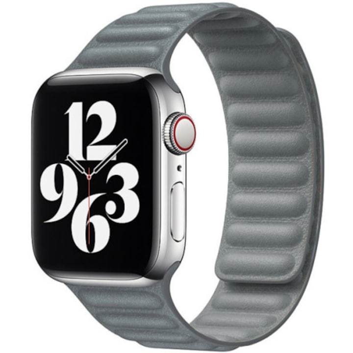 Каишка iUni за Apple Watch 1/2/3/4/5/6/7, Leather Link, 44мм, Сиво