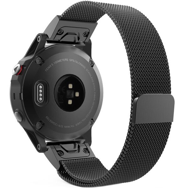 Curea iUni compatibila cu Garmin Fenix 3 / Fenix 5X, 26 mm, Milanese Loop Strap Black