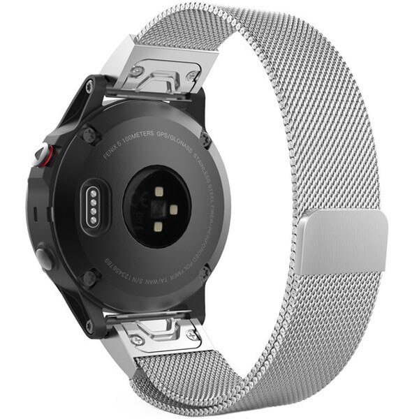 Curea iUni compatibila cu Garmin Fenix 5, 22 mm, Milanese Loop Strap Silver