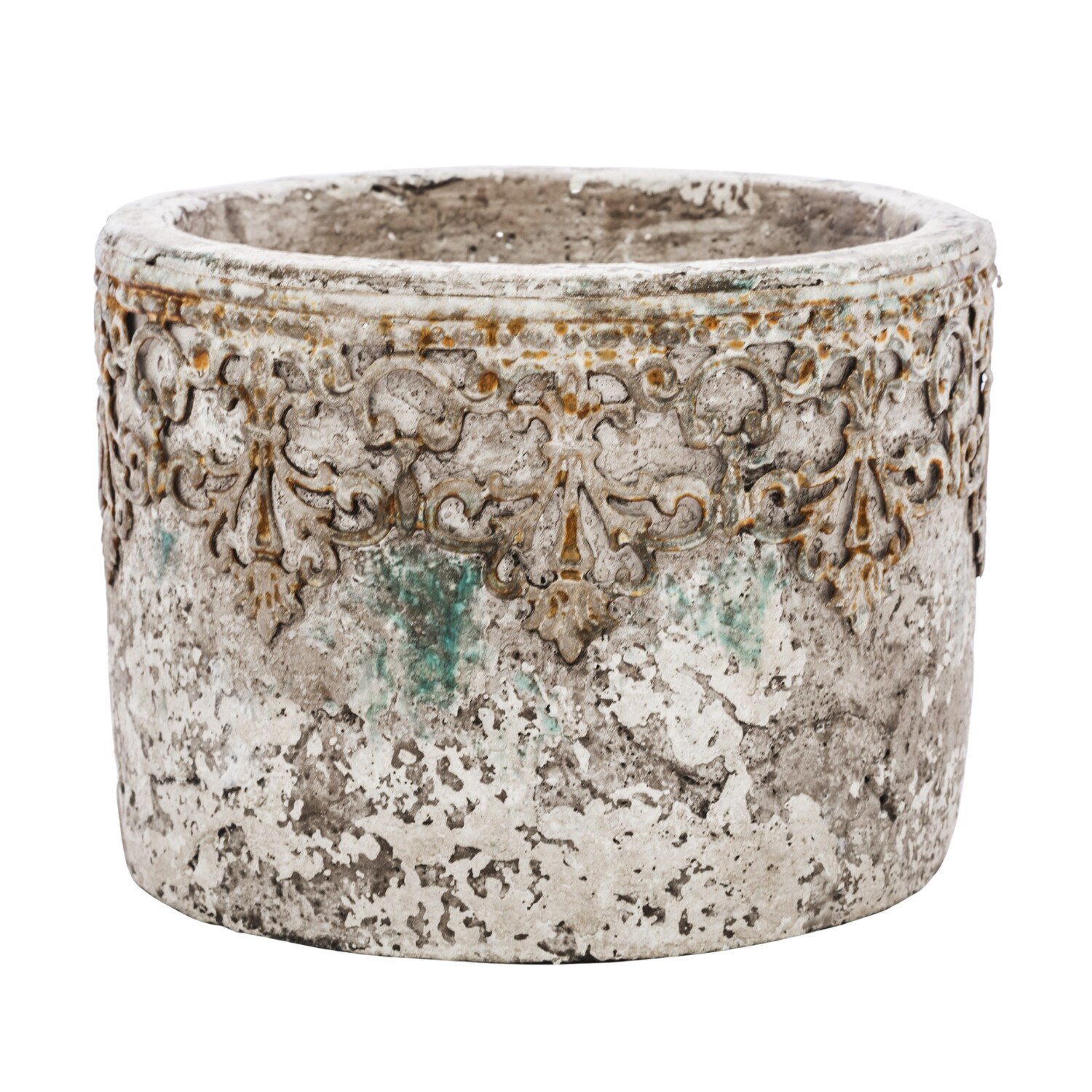 Ghiveci de piatra, crem, model antichizat, 11x15,5 cm