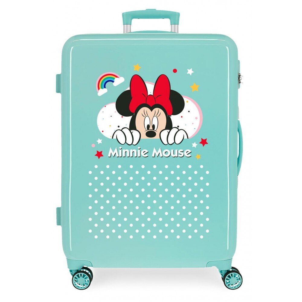 Troler mediu ABS 68 cm Minnie Rainbow, turcoaz