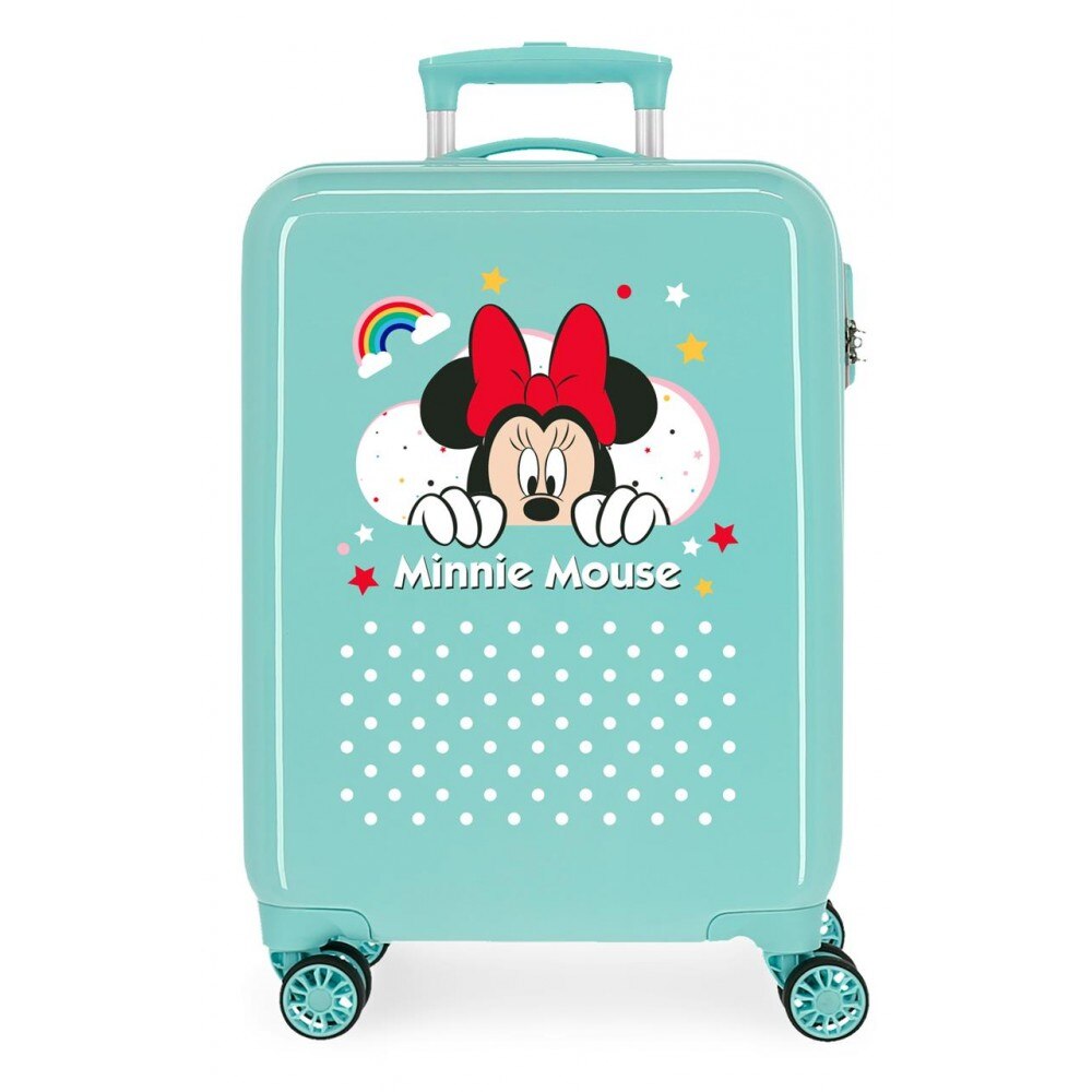 Troler cabina ABS 55 cm Minnie Rainbow, turcoaz