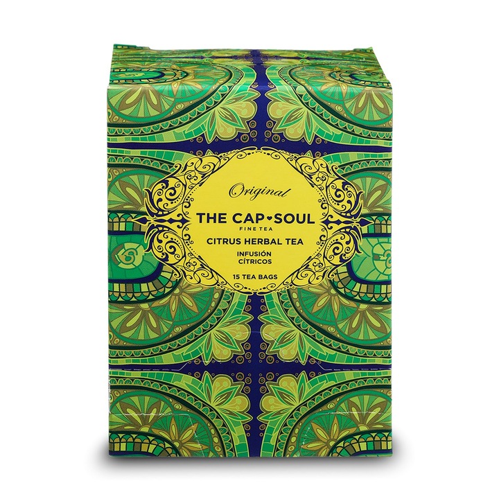 Ceai citrice, The Cap Soul, Citrusy infusion, aroma fresh mixta, 15 plicuri, cu aroma de hibiscus, macese si portocala, ingrediente naturale 100%