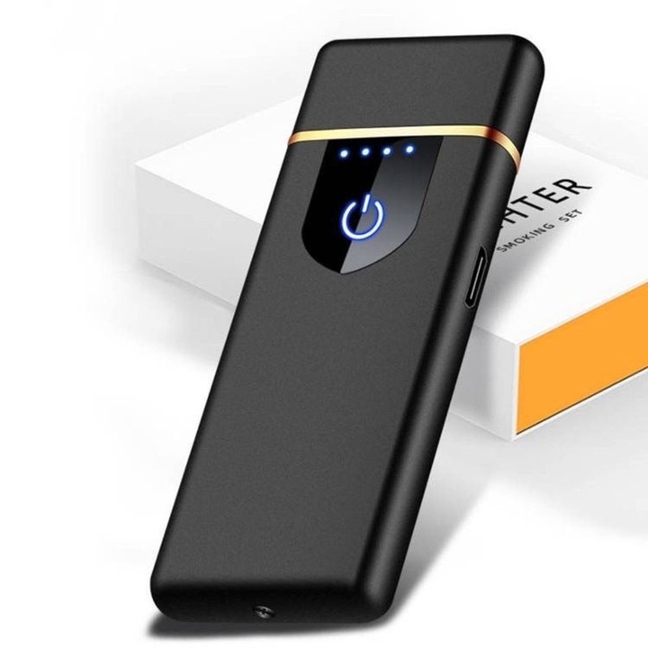 Ветроустойчива електрическа запалка в кутия, USB зареждане, Цифров сензор, Индукционно запалване за 2 цигари едновременно, LED индикатор, Черен, 78.5x28.5x9.5 mm-11