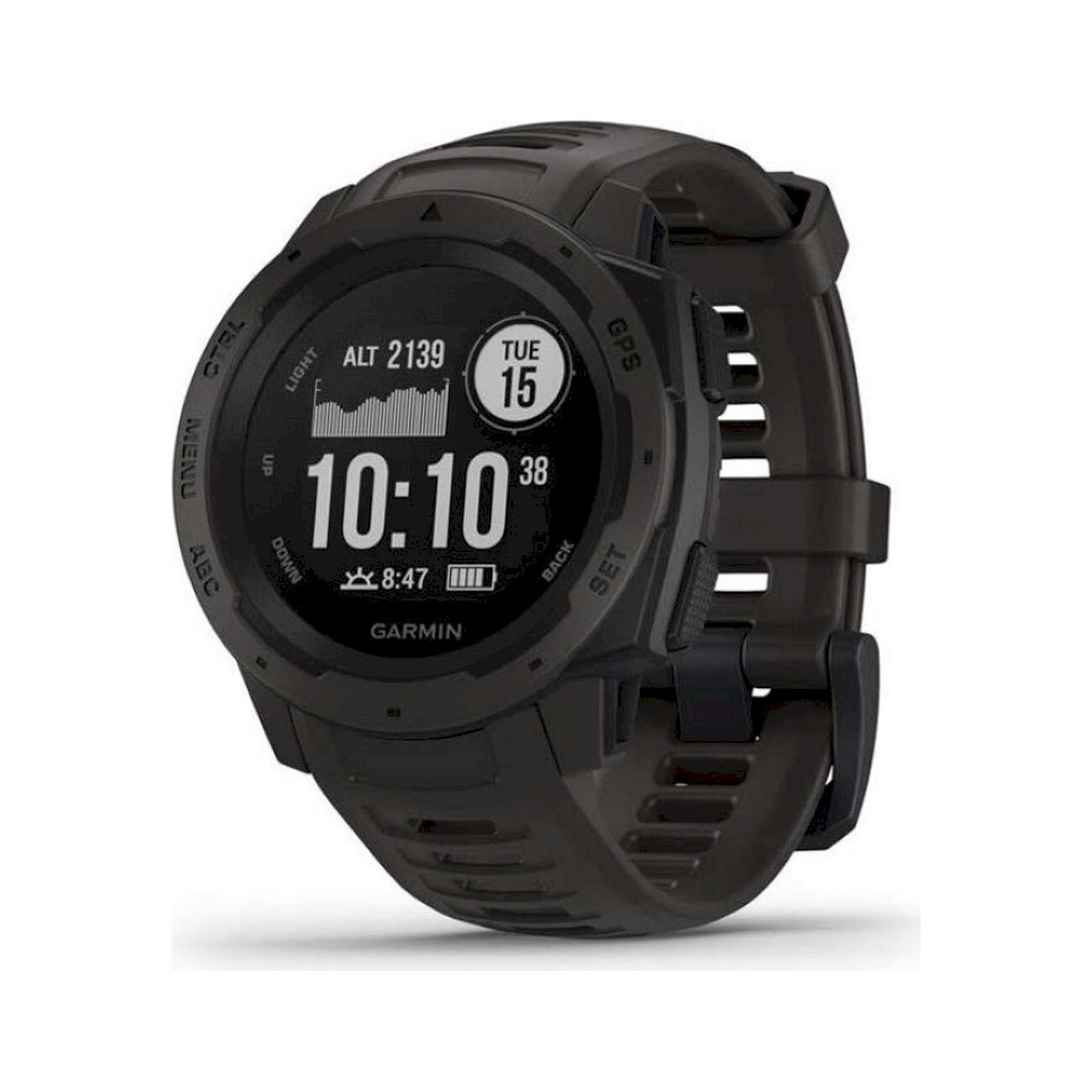 Ceas smartwatch, Garmin Instinct, 010-02064-70, Unisex, Curea din silicon, Cronometru, 45 mm, 10 ATM, Negru