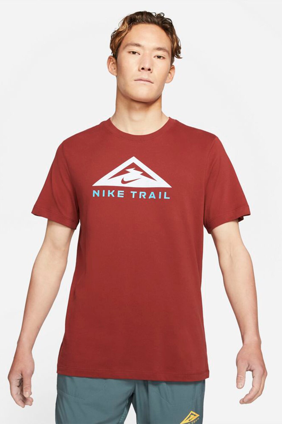 Nike, Tricou cu tehnologie Dri-Fit, pentru alergare Trail, Rosu caramiziu