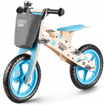 Bicicleta de lemn fara pedale ricokids rc-612 - albastru Bicicleta de lemn fara pedale ricokids rc-612 - albastru