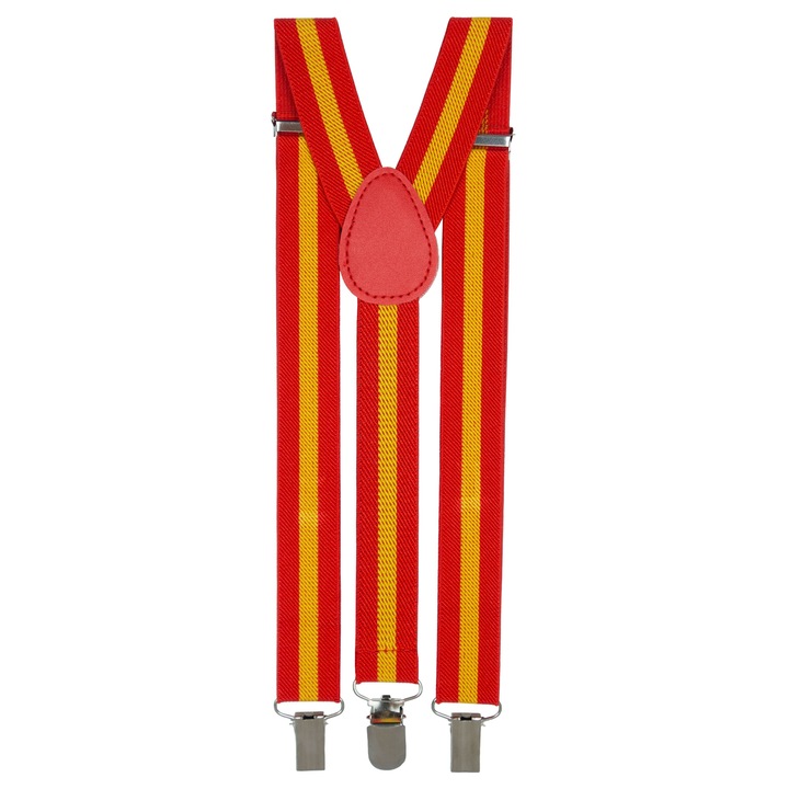 Buticcochet BR87 gyermek nadrágtartó, fém rögzítőkkel, 25 mm, piros és sárga