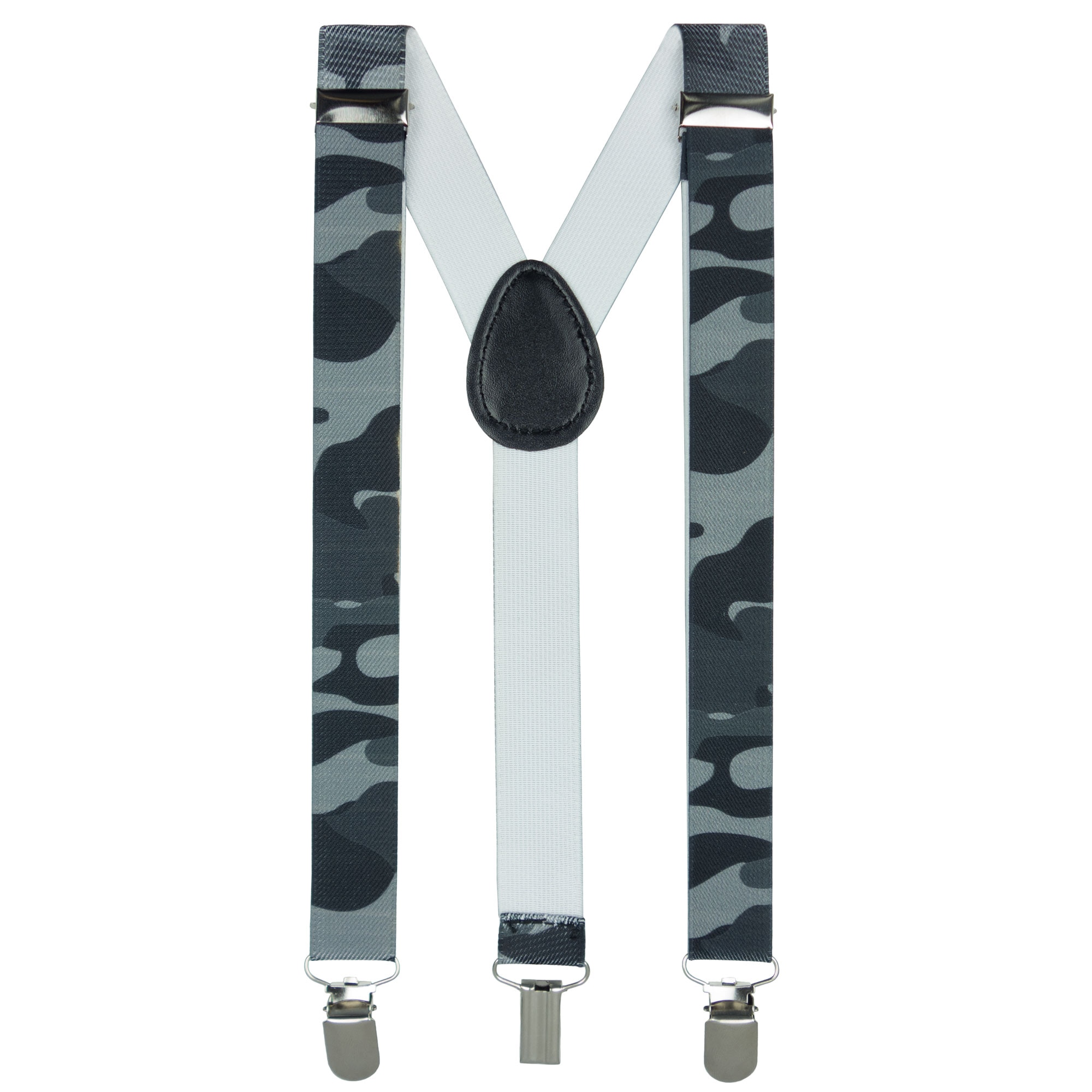 Bretele copii, Buticcochet, Gri cu imprimeu Army, inchizatori metalice, 25 mm, BR86