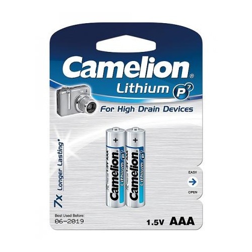 Baterii Baterii lithim FR03 AAA, sau R3, R03 BP2, Lithium, blister de 2 buc, Camelion
