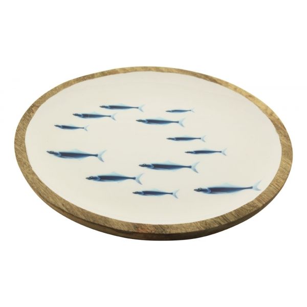 Platou marin Sea Club, lemn de mango, interior emailat, Ø 27.5cm, H 2.5cm