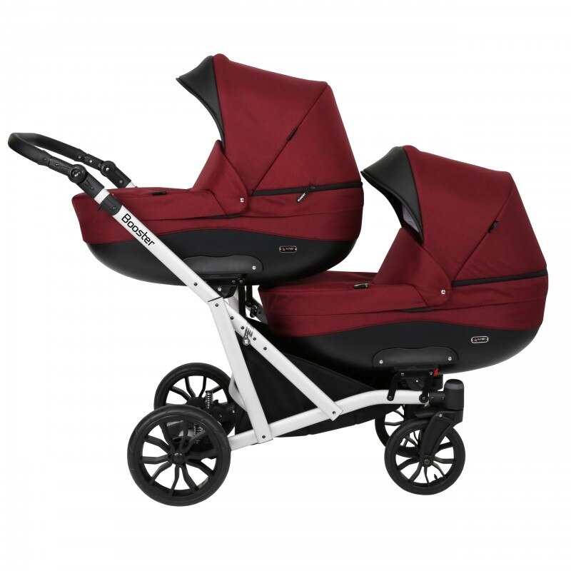 Carucior gemeni Kunert Booster 3 in 1 Bordo/Cadru Argintiu
