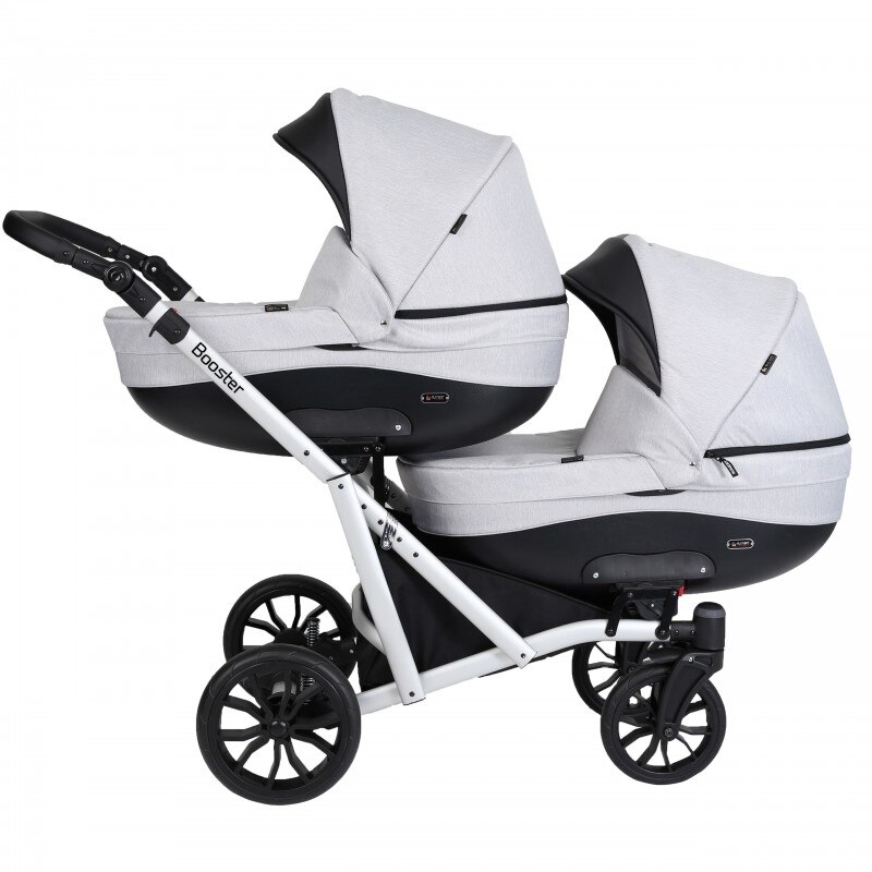 Carucior gemeni Kunert Booster 3 in 1 Gri/Cadru Argintiu