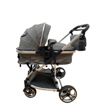 Carucior 2 in 1, reversibil, cu suspensii,sistem de pliere tip troler, Gri, Unitoys Carucior 2 in 1, reversibil, cu suspensii,sistem de pliere tip troler, Gri, Unitoys