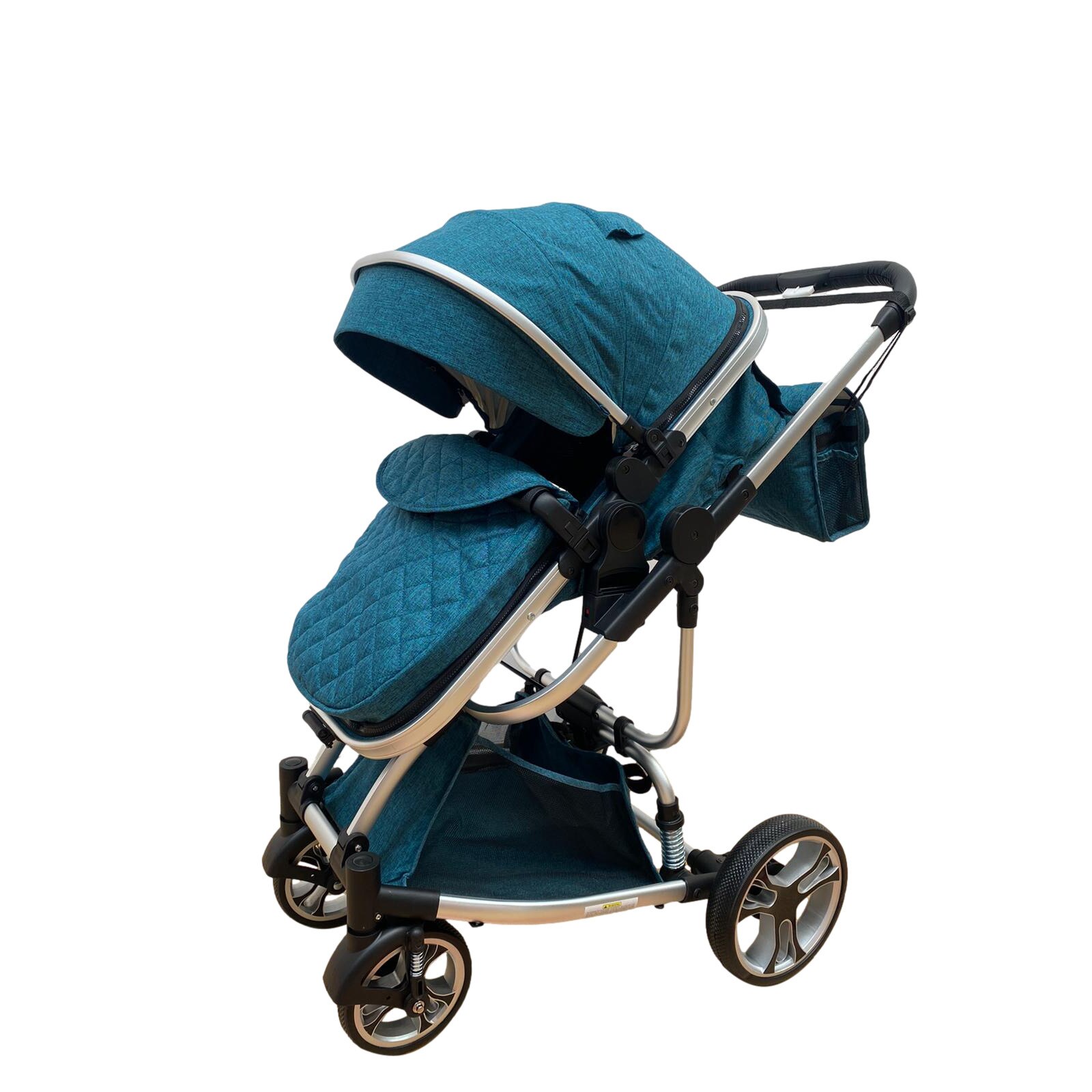 Carucior 2 in 1, reversibil, cu suspensii,sistem de pliere tip troler, Turquoise, Unitoys