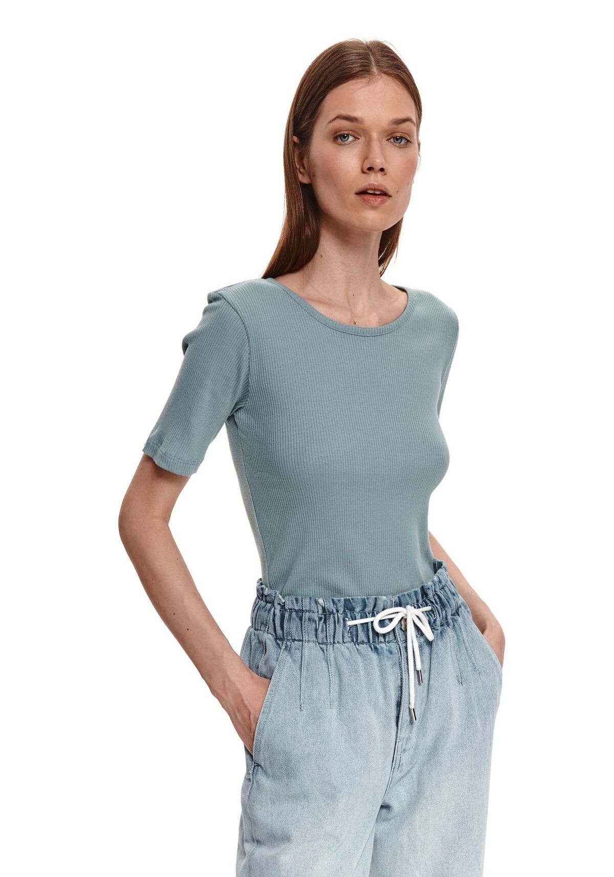 Bluza cu maneci scurte pentru femei, TOP SECRET, SBK2720, Albastru