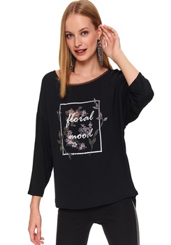 Tricou cu maneci lungi pentru femei, TOP SECRET, SPL0432, Negru, 34 Tricou cu maneci lungi pentru femei, TOP SECRET, SPL0432, Negru, 34