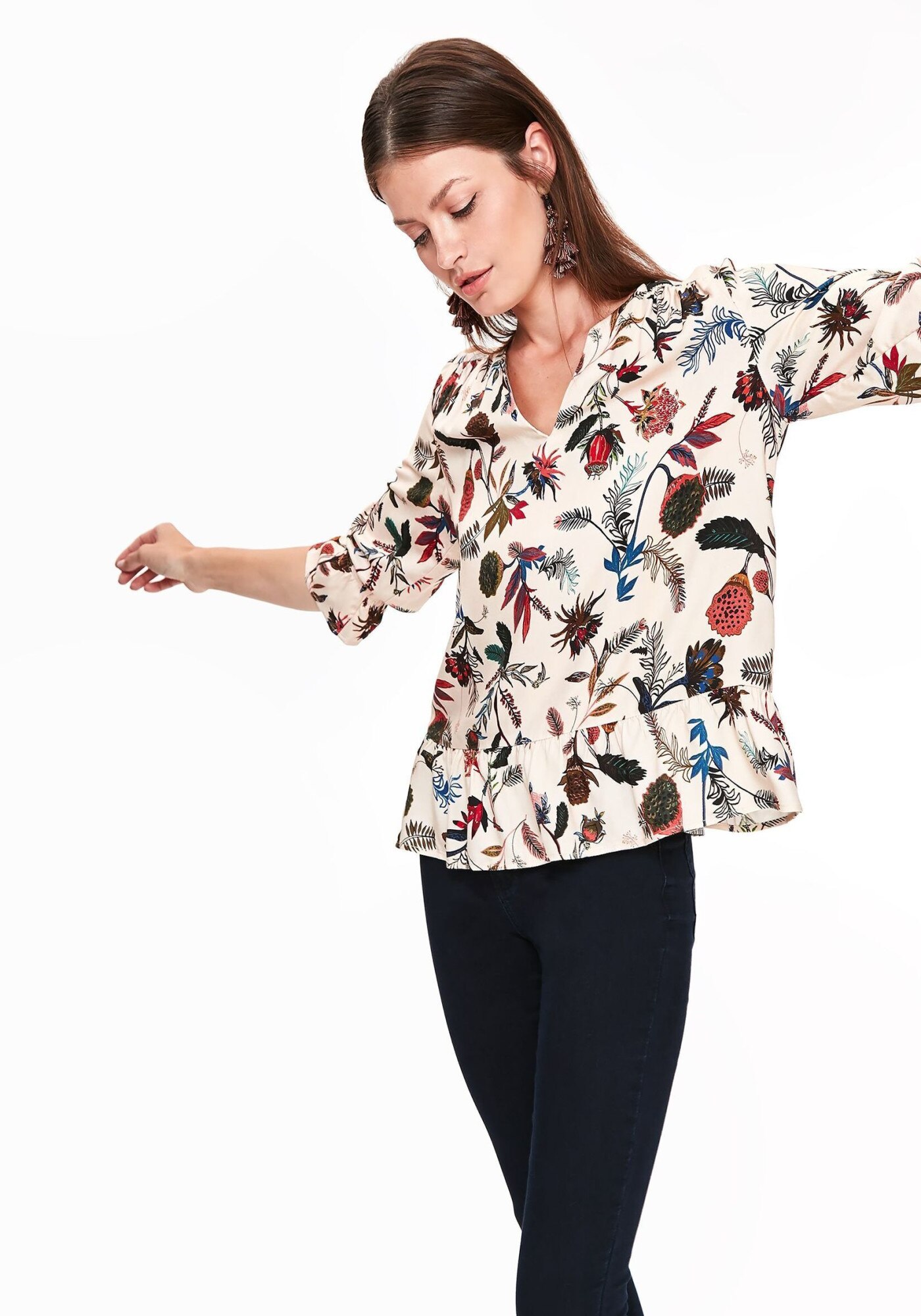 Bluza cu maneci lungi pentru femei, TOP SECRET, SBD0977, Crem, 34