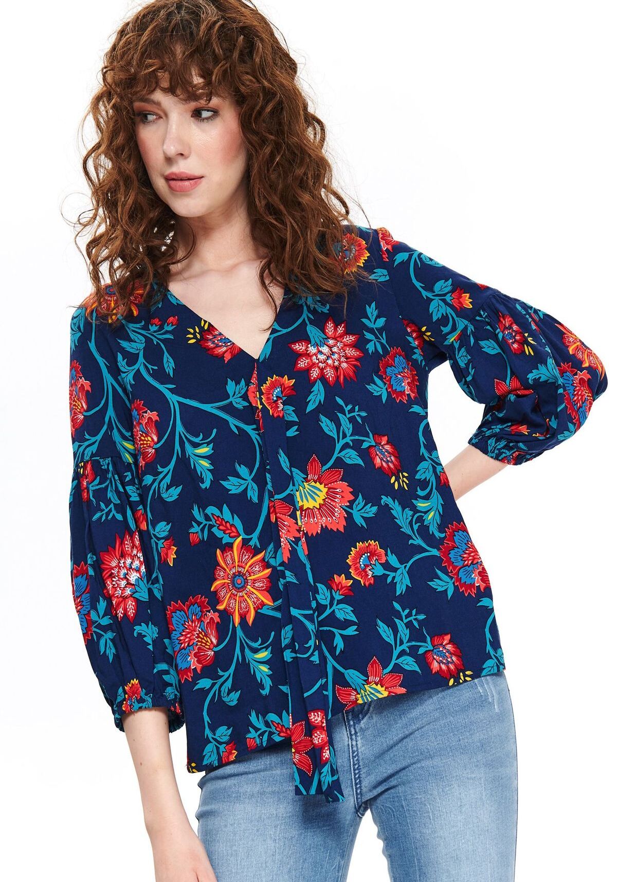 Bluza cu maneci lungi pentru femei, TOP SECRET, SBD1080, Turcoaz