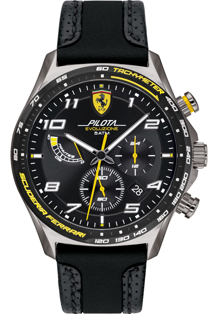 Ceas barbati, Scuderia Ferrari, Otel inoxidabil, 44mm, Analog, 5ATM, Negru