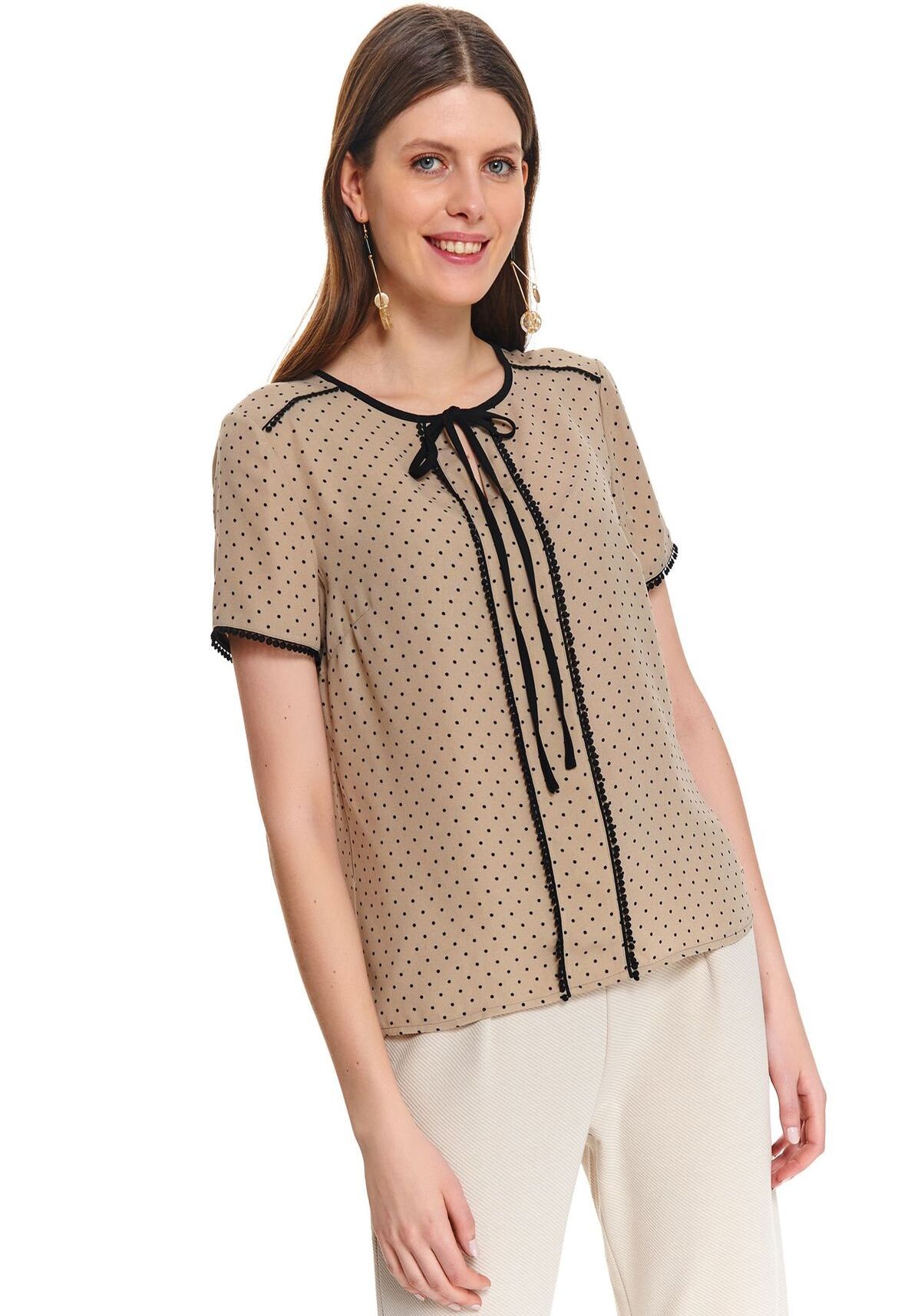 Bluza dama cu maneci scurte, TOP SECRET, SBK2595, Bej