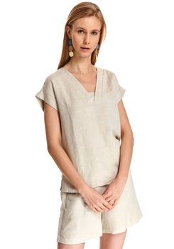 Bluza cu maneci scurte pentru femei, TOP SECRET, SBK2627, Bej Bluza cu maneci scurte pentru femei, TOP SECRET, SBK2627, Bej