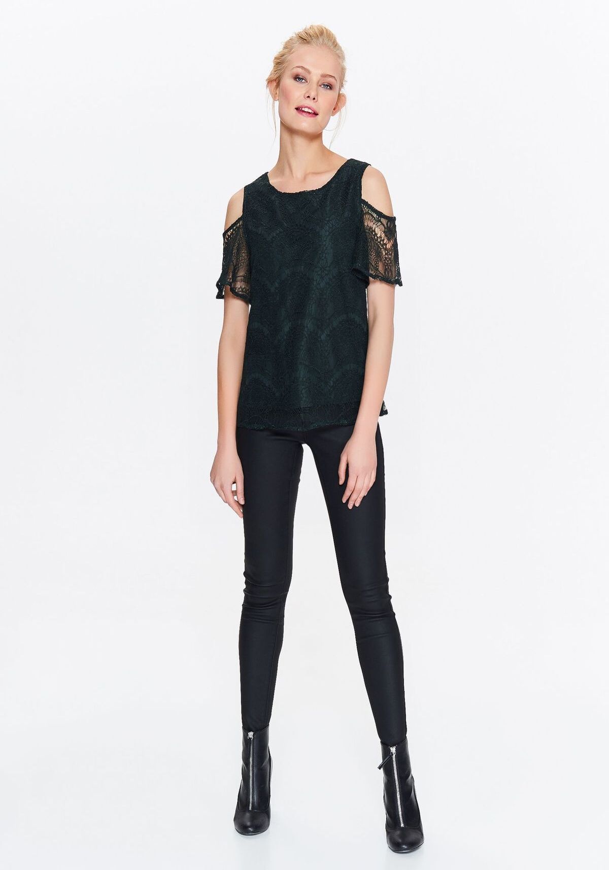 Bluza cu maneci scurte pentru femei, TOP SECRET, SBK2282, Verde inchis