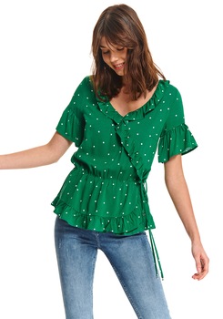 Bluza dama cu maneci scurte, TOP SECRET, SBK2524, Verde Bluza dama cu maneci scurte, TOP SECRET, SBK2524, Verde