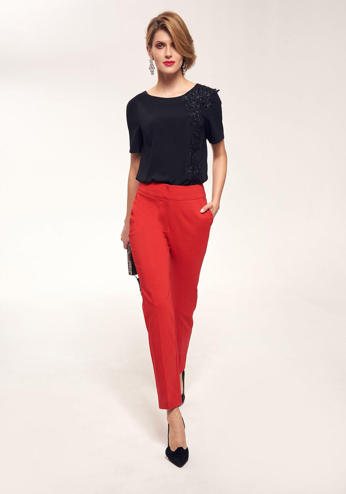 Bluza cu maneci scurte pentru femei, TOP SECRET, SBK2478, Negru, 34