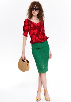 Bluza cu maneci scurte pentru femei, TOP SECRET, SBK2525, Rosu Bluza cu maneci scurte pentru femei, TOP SECRET, SBK2525, Rosu