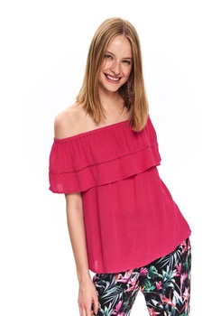 Bluza cu maneci scurte pentru femei, TOP SECRET, SBK2544, Roz inchis Bluza cu maneci scurte pentru femei, TOP SECRET, SBK2544, Roz inchis