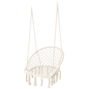 Scaun suspendat tip fotoliu, IMK, pentru interior/exterior, structura metalica, sezut forma potcoava, alb, 116 x 65 x 58 cm Scaun suspendat tip fotoliu, IMK, pentru interior/exterior, structura metalica, sezut forma potcoava, alb, 116 x 65 x 58 cm