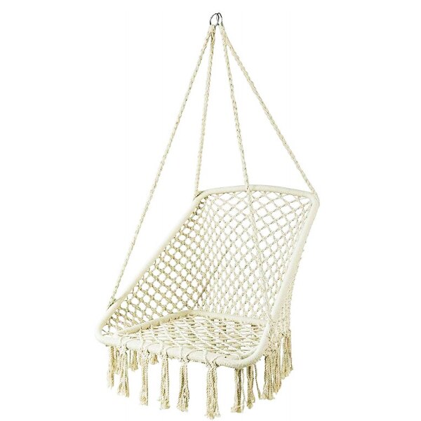 Scaun suspendat tip fotoliu, IMK, pentru interior/exterior, structura metalica, forma drepunghiulara, alb, 125 x 65 x 50 cm