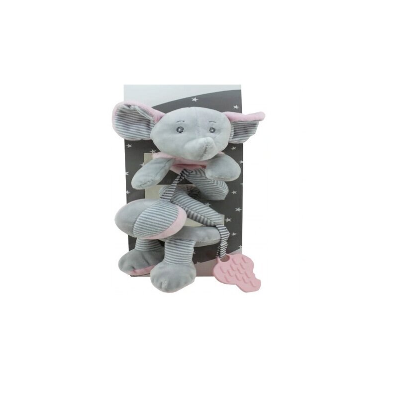 Jucarie pentru carucior spirala, elefant, gri cu roz