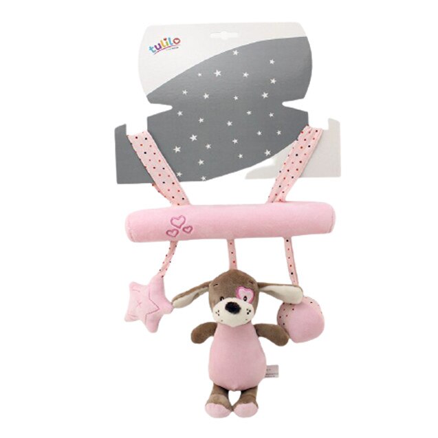 Jucarie carucior, catelus roz