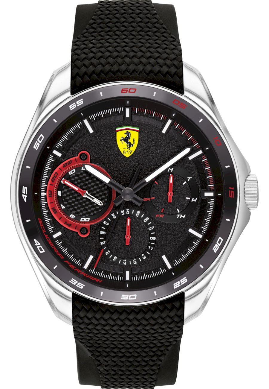 Ceas barbati, Scuderia Ferrari, Silicon/Aluminiu, 5ATM, Analog, Negru