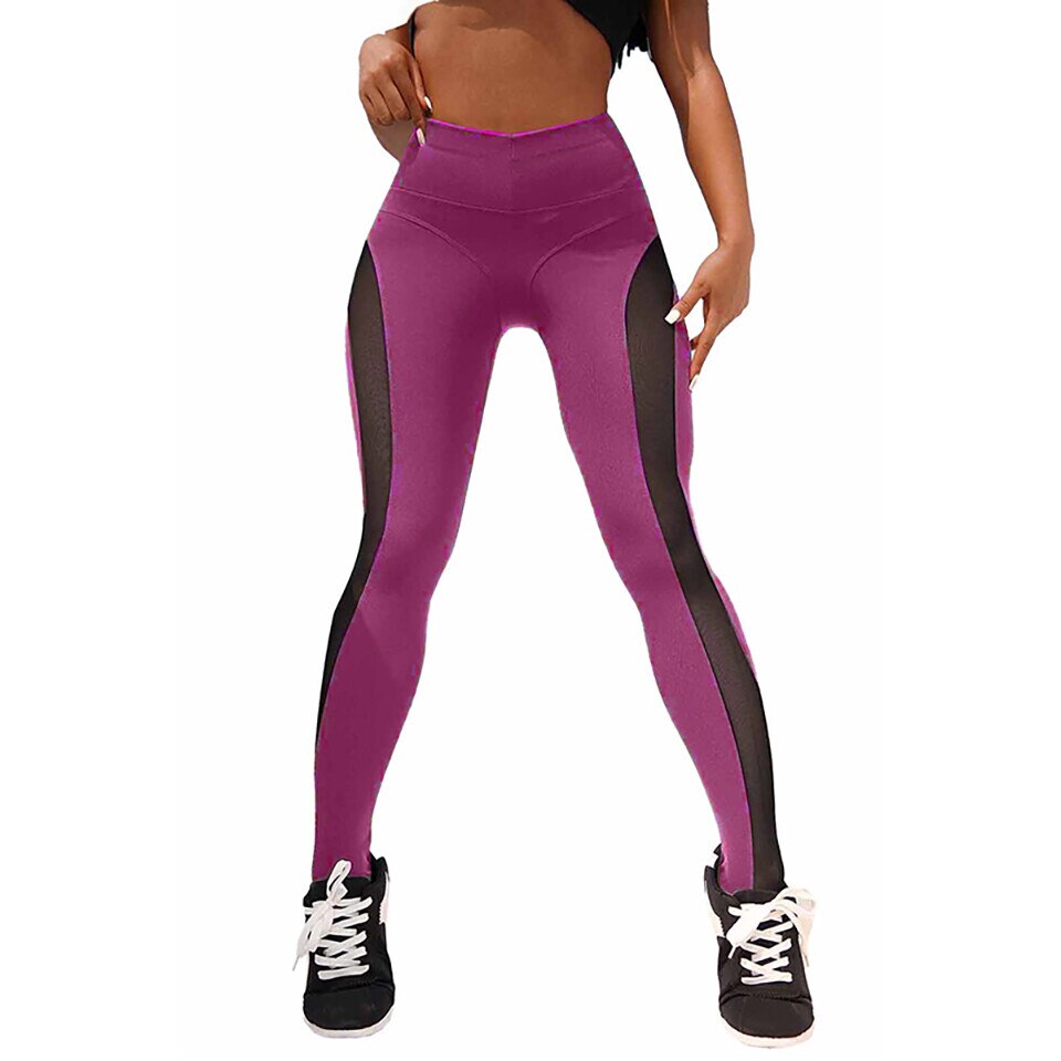 Colanti WNY cu talie inalta Elastici Mesh Respirabil Antitranspiratie, Mov