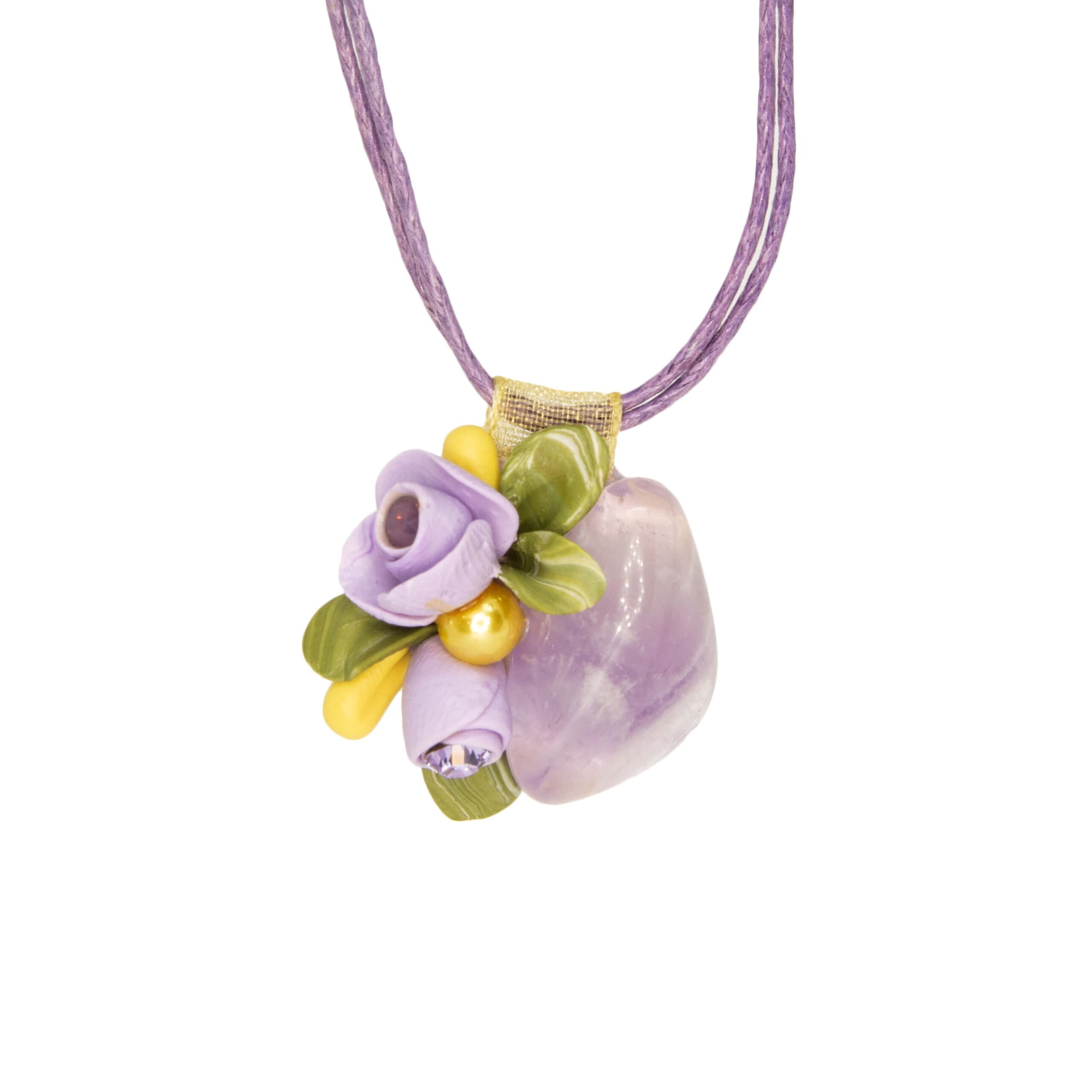 Colier cu piatra semipretioasa si cristale Swarovski, Miidefloriart - model 192