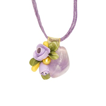 Colier cu piatra semipretioasa si cristale Swarovski, Miidefloriart - model 192 Colier cu piatra semipretioasa si cristale Swarovski, Miidefloriart - model 192