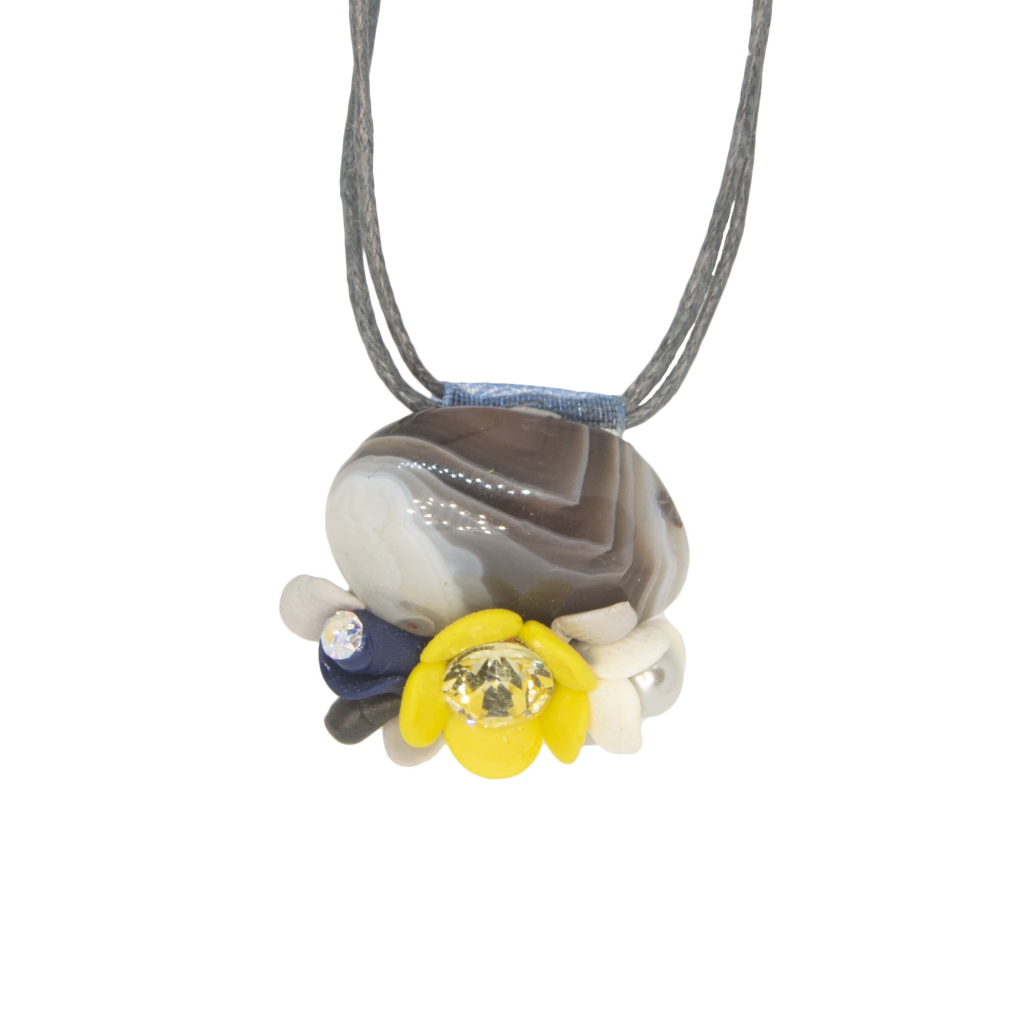 Colier cu piatra semipretioasa si cristale Swarovski, Miidefloriart - model 196