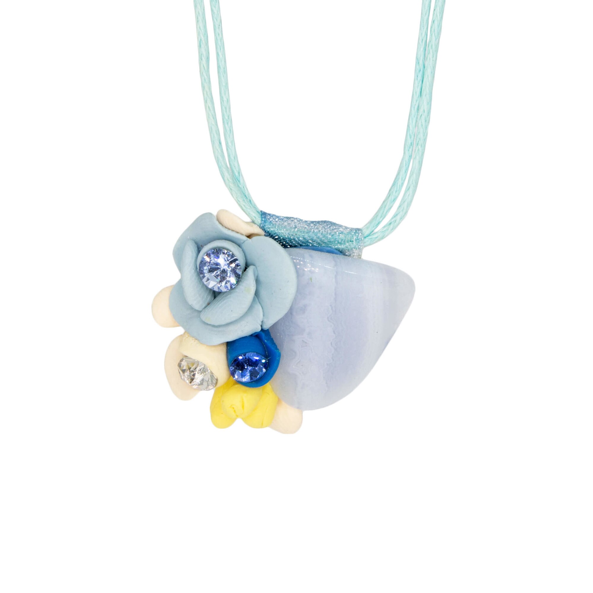 Colier cu piatra semipretioasa si cristale Swarovski, Miidefloriart - model 202