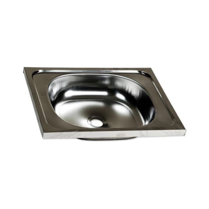Кухненска мивка от неръждаема стомана, лесна за почистване, една купа, 40x50 см, включени аксесоари, против варовик, модерен дизайн, дебелина 0,4 мм, сребриста