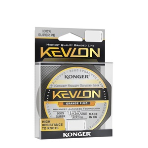 Fir Textil pescuit Konger Kevlon X4, Yellow Fluo, 150m / 0.25mm, rezistenta  29.2kg 