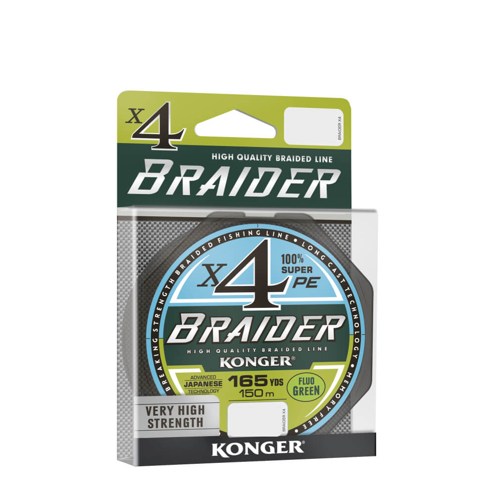 Fir textil pescuit Konger Braider X4, Lime Green, 150m / 0.18mm , rezistenta 17.39kg