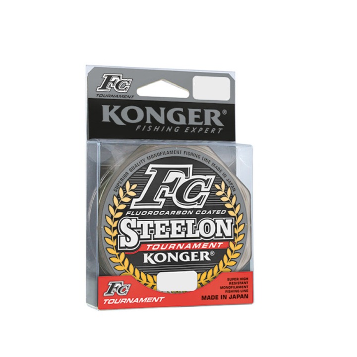 Fir monofilament pescuit Konger Steelon FC Tournament (fluorocarbon coated), transparent, 150m / 0.20mm, rezistenta 5.85kg